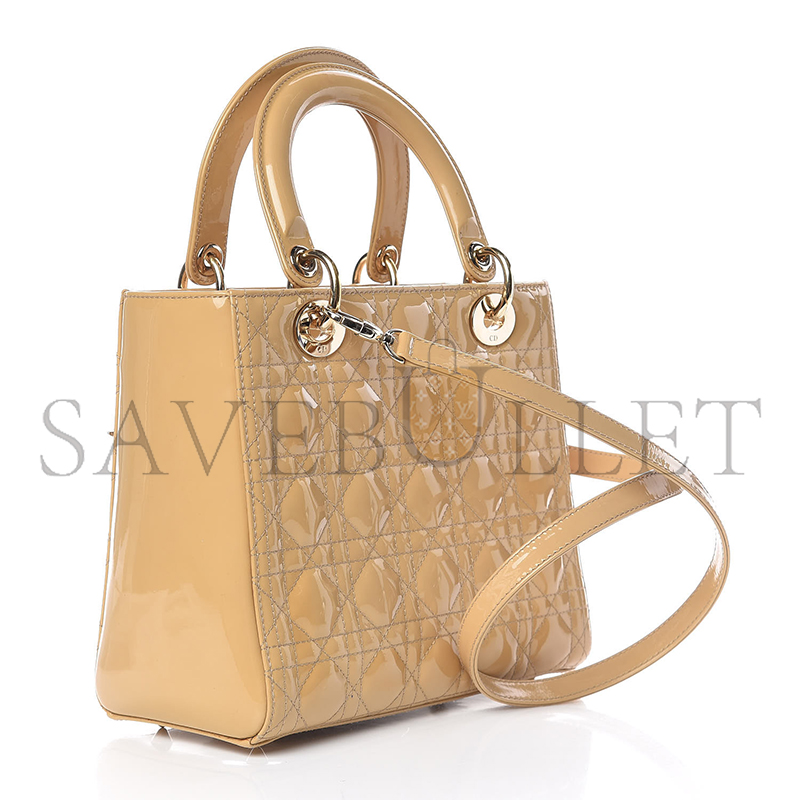 D*or patent cannage medium lady D*or beige (23*20*12.1cm)